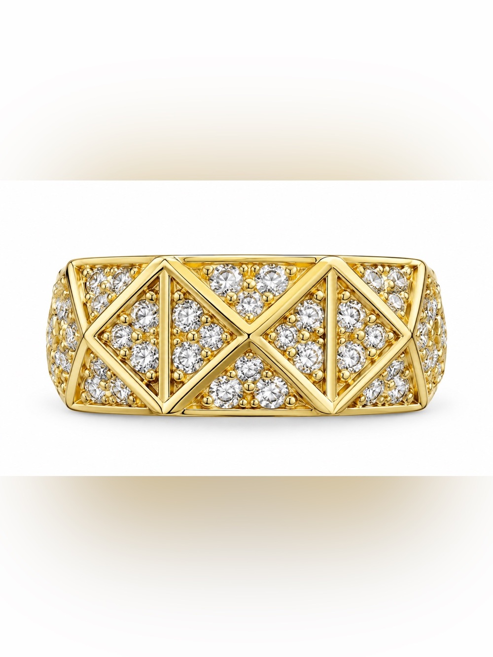 Luxury Moissanite Diamond  Gold and Geometric band Ring size 6 unisex‎